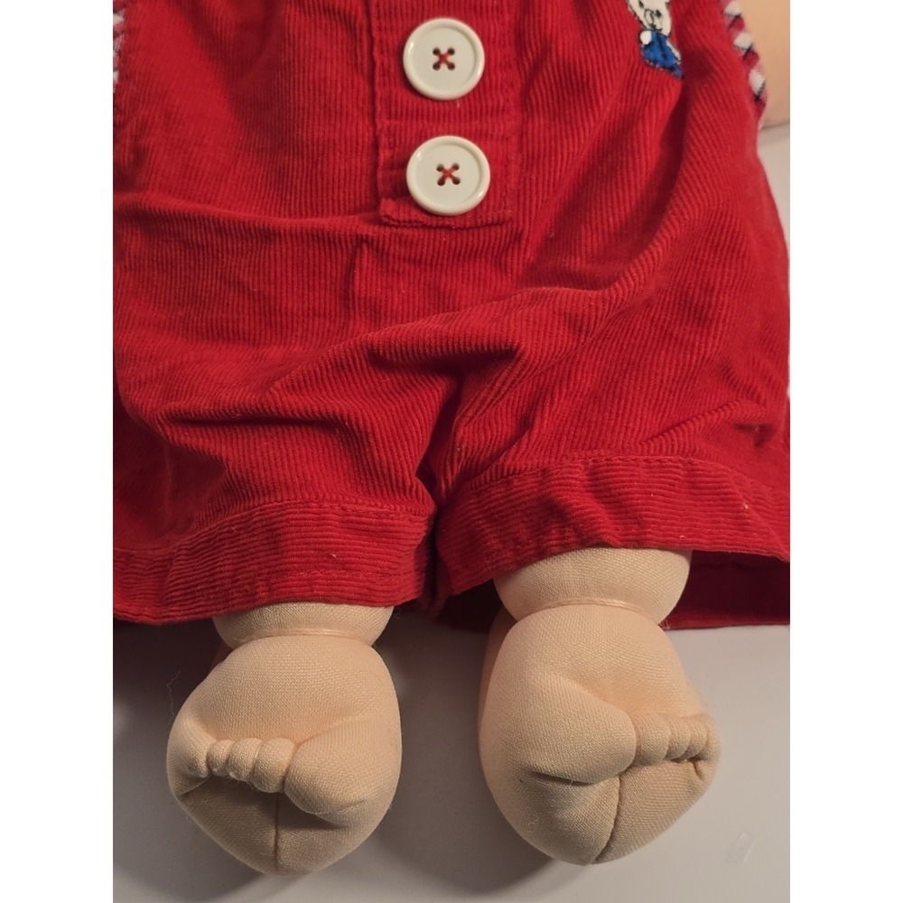 Cabbage Patch Kids 1982 Vintage Premmie Boy Doll Red Corduroy Overalls Blue Eyes - Picture 4 of 16